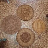 Set of wicker trays