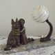 French Art Deco Table Lamp – Kneeling Girl with Dog & Clichy Glass Shade