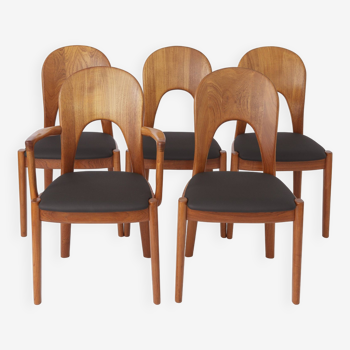5 chaises vintage de Niels Koefoed 1960 en teck danois