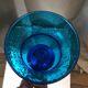 Turquoise blue bubble glass candle holder photophore