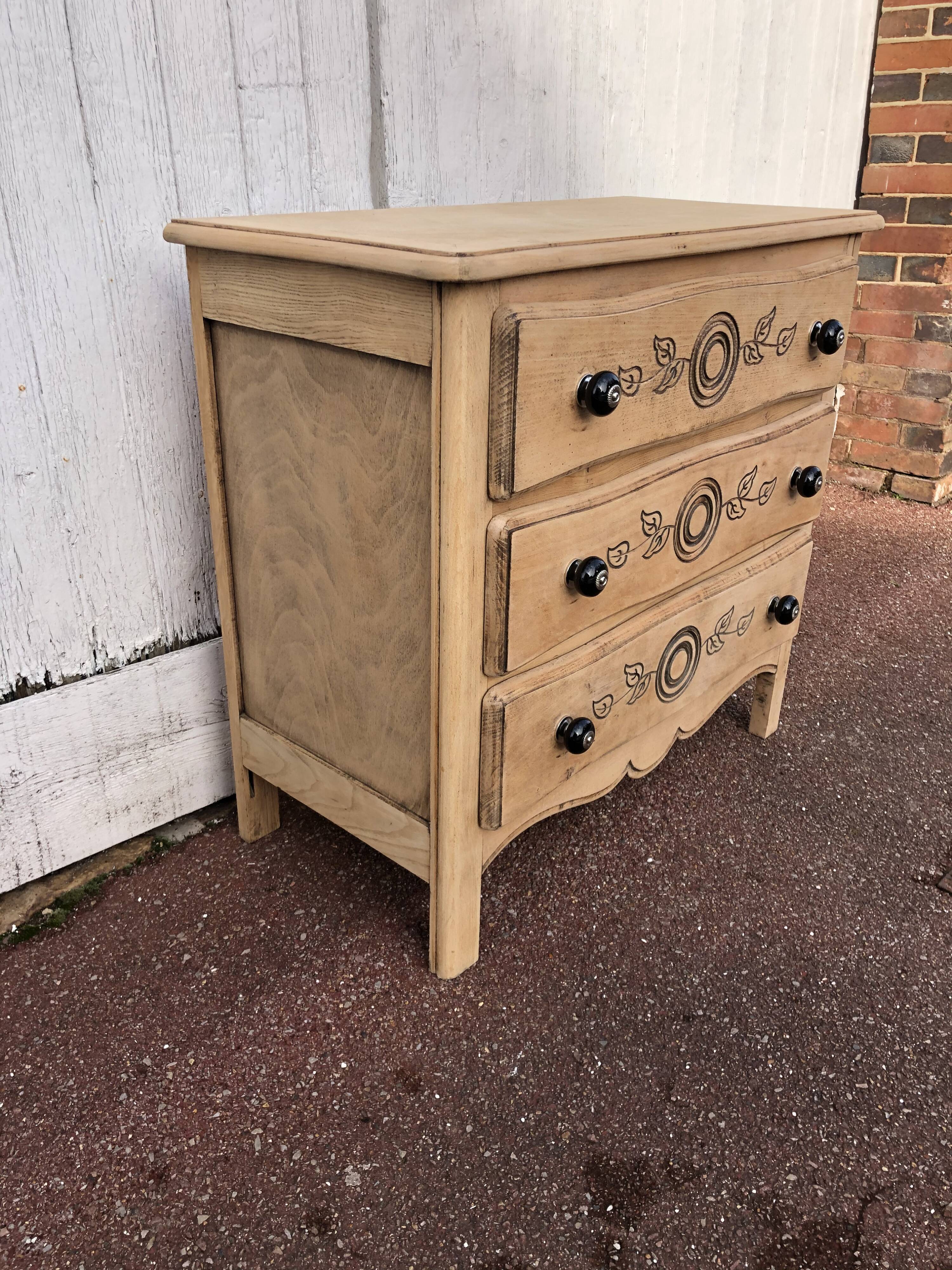 Commode 3 tiroirs vintage bois brut