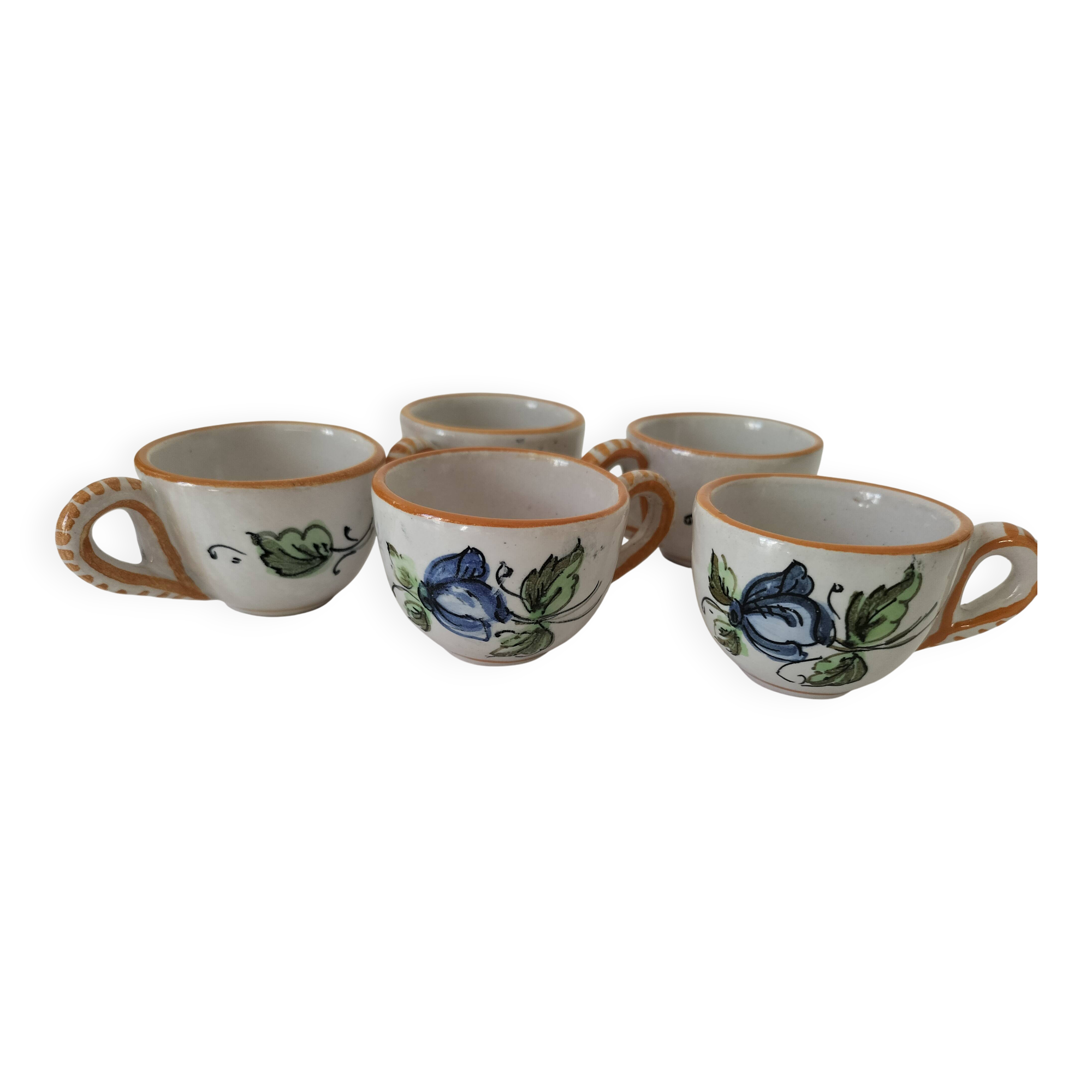 Ensemble 5 mini tasses italiennes en faïence peinte – années 60/70