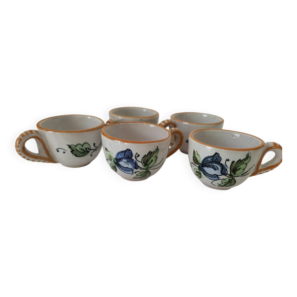 Ensemble 5 mini tasses italiennes en faïence peinte – années 60/70