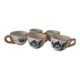 Ensemble 5 mini tasses italiennes en faïence peinte – années 60/70