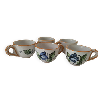Set of 5 Italian mini painted earthenware cups – 1960s/1970s