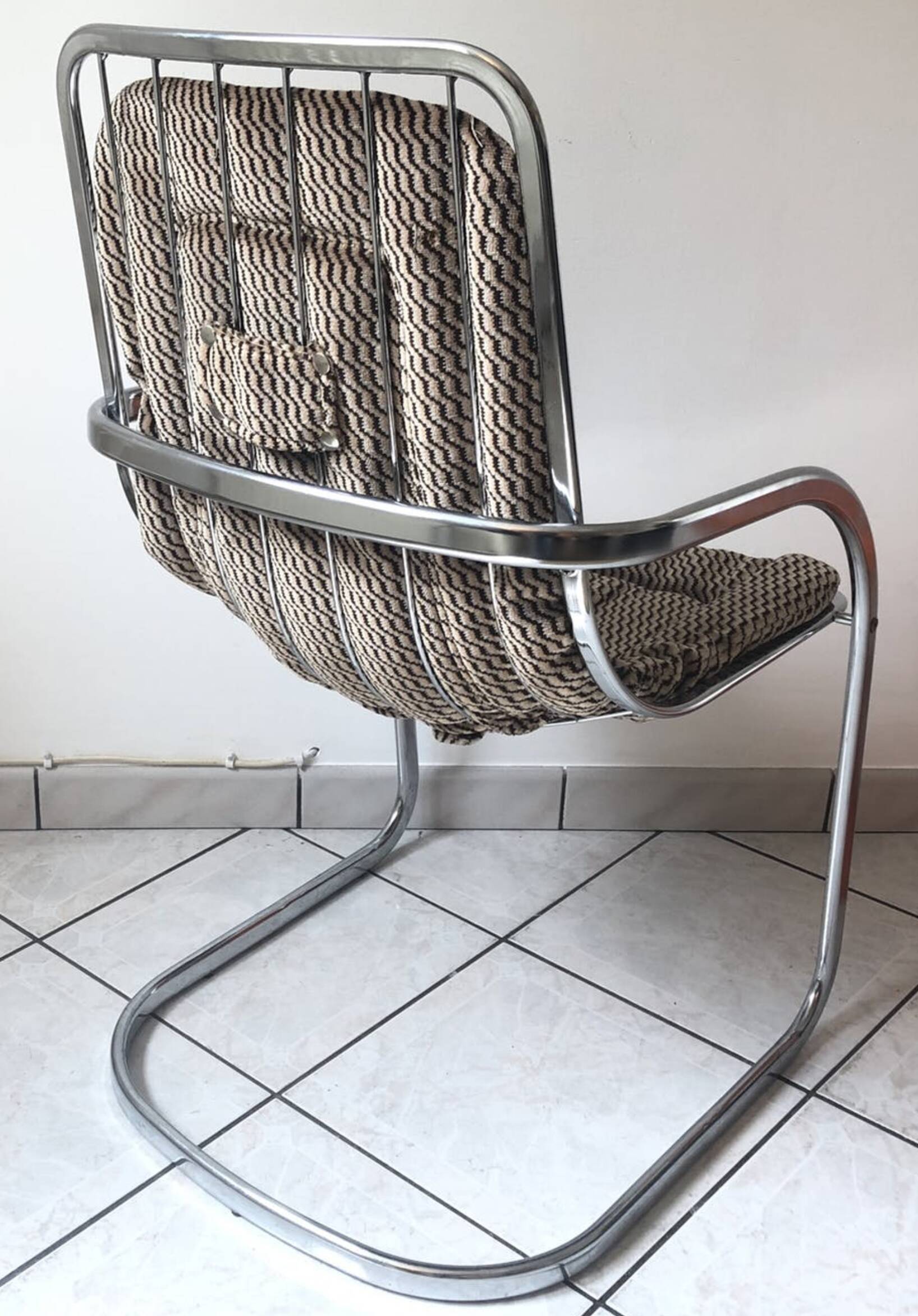 Lot of 6 chrome chairs Cidue edition, Italy 70s/80s