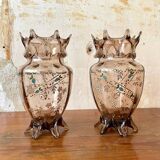 Pair of Art Nouveau crystal vases by Auguste Jean