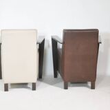 Franz Fertig Dresden leather armchair design, set of 5, 1960s