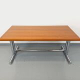 Vintage walnut and chrome metal desk from the 1970s.