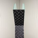 Italian steel tear plate and glass floor lamp 1980’s.