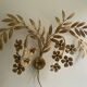 Hollywood regency Style Metal Gold Wall Light Sconce Floral 1970s, by Ledungs