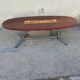 Table basse vintage ovale palissandre et céramique