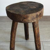 Vintage folk art tripod brutalist stool