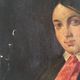 Portrait 19th wife around 1850, oil on canvas