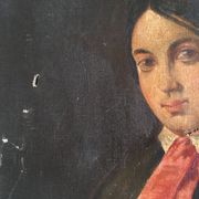 Portrait XIXe de femme vers 1850 huile sur toile