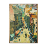 Vibrant Modernist Expressionist - Street Scene With Mid-century Cars