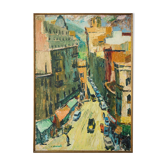 Vibrant Modernist Expressionist - Street Scene With Mid-century Cars