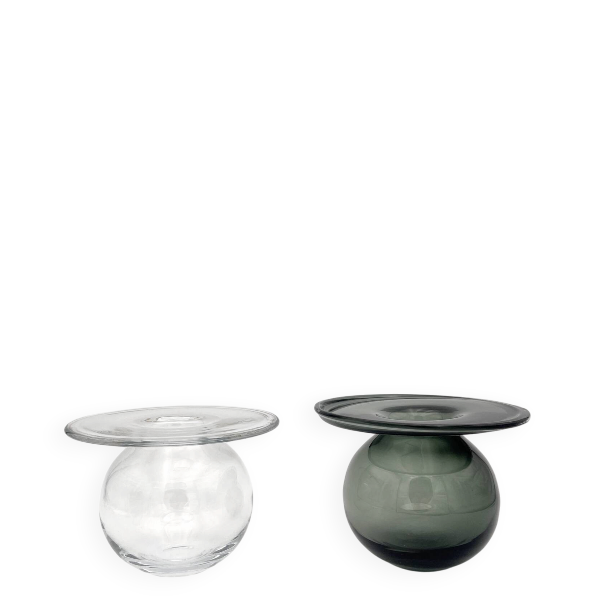 Duo Vases "Saturnus" Nanny Still Riihimäen Lasi Fumé & Clair Design Sc