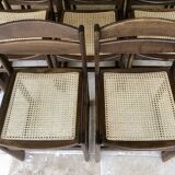 Dining chairs "sled" in walnut and cane