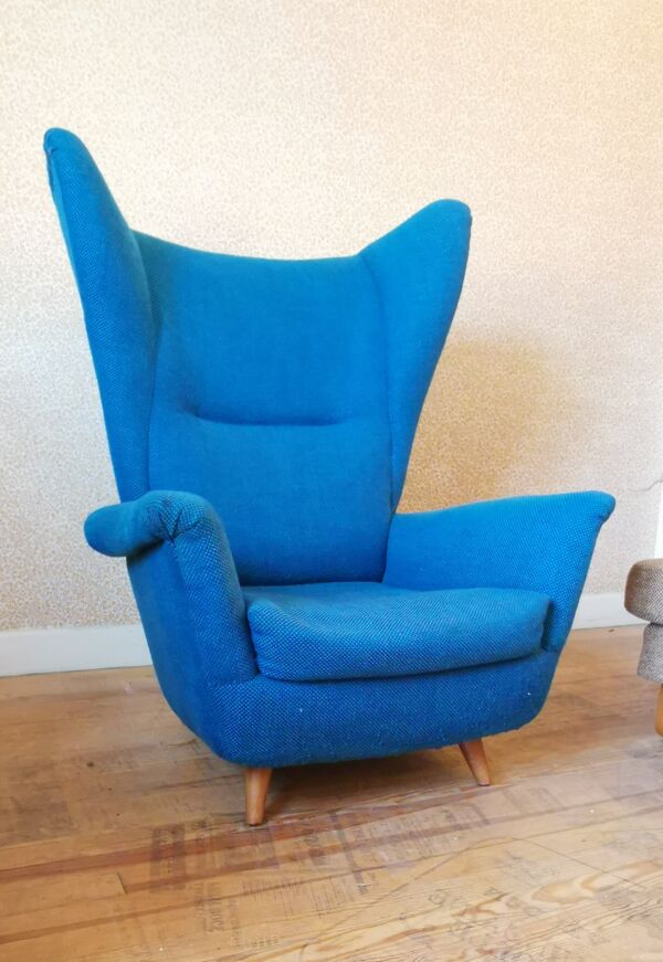 Fauteuil bergere wing back chair Design italien Annees 50 60