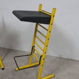 Paire de tabouret de bar italien ajustables jaune laqué et noir