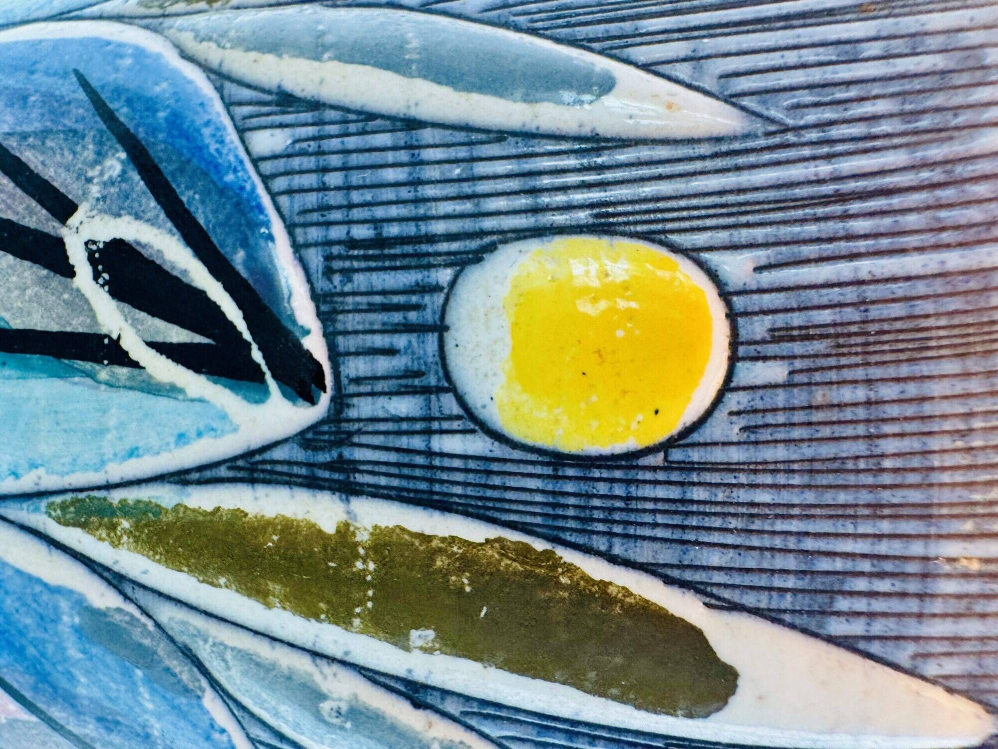 Decorative Sgraffito Ceramic Wall Lamp By Tilgmans Keramik, Sweden 1960S