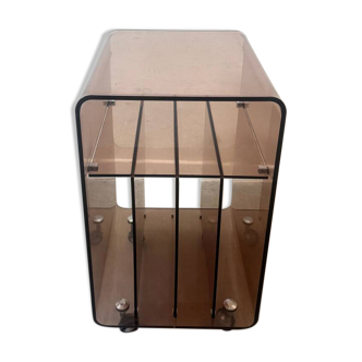 Hi-fi furniture - smoked plexiglass vinyl rack - Michel Dumas