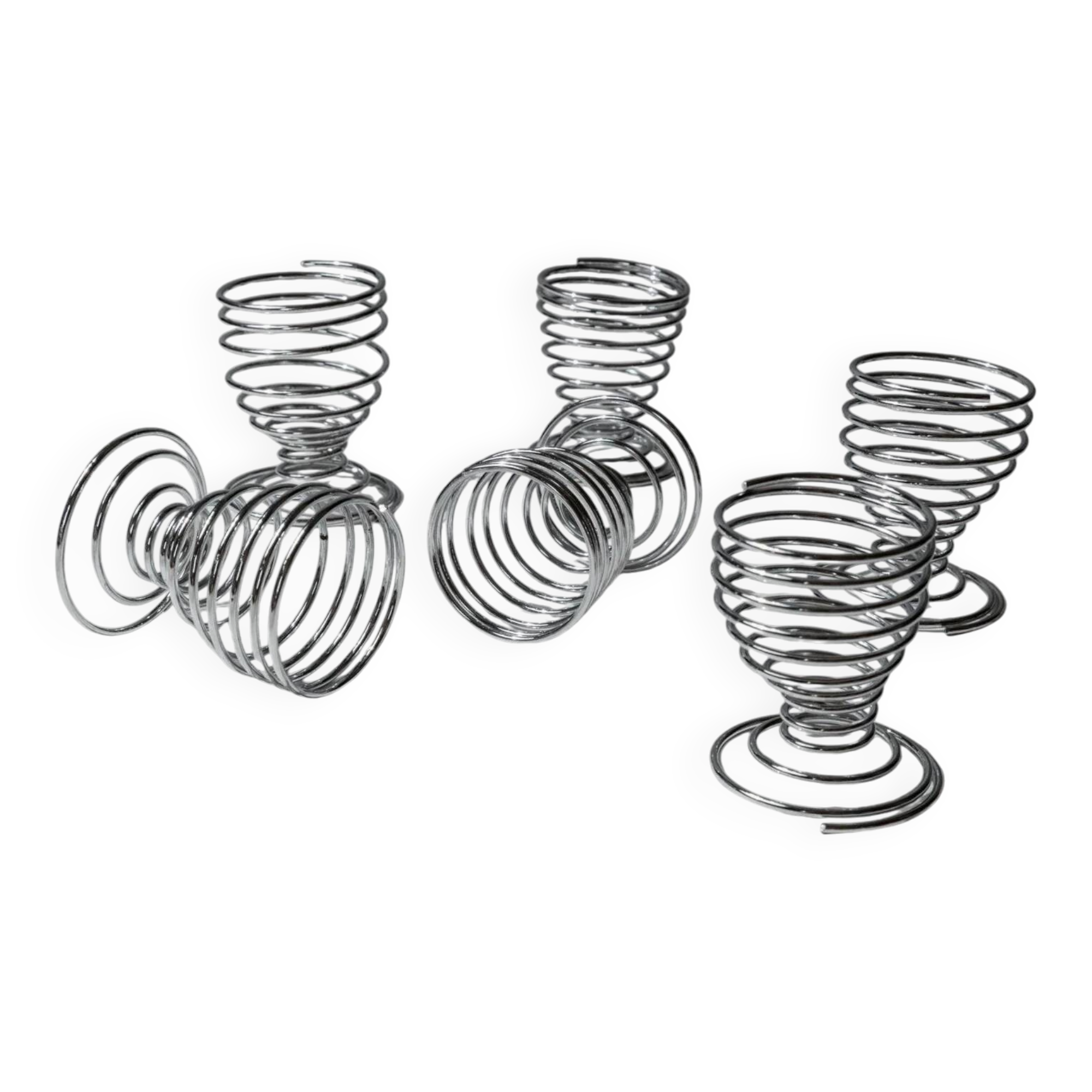 Lot de 6 coquetiers vintage - spirale en métal chromé, design Space Age intemporel, Italie années 1970 - idée cadeau, décoration de table rétro et élégante