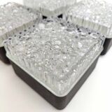 Set 4 wall lamps square ceiling lamps molded glass bubbles and black metal