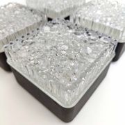 Set 4 wall lamps square ceiling lamps molded glass bubbles and black metal