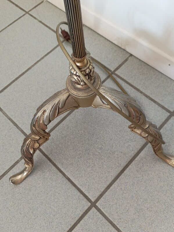 Floor lamp bronze brass lampshade glass paste