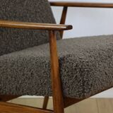 Armchair 'Lis', 1970s brown chocolate brown boucle design by Henryk Lis - 2 pieces available