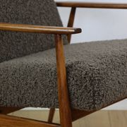 Armchair 'Lis', 1970s brown chocolate brown boucle design by Henryk Lis - 2 pieces available