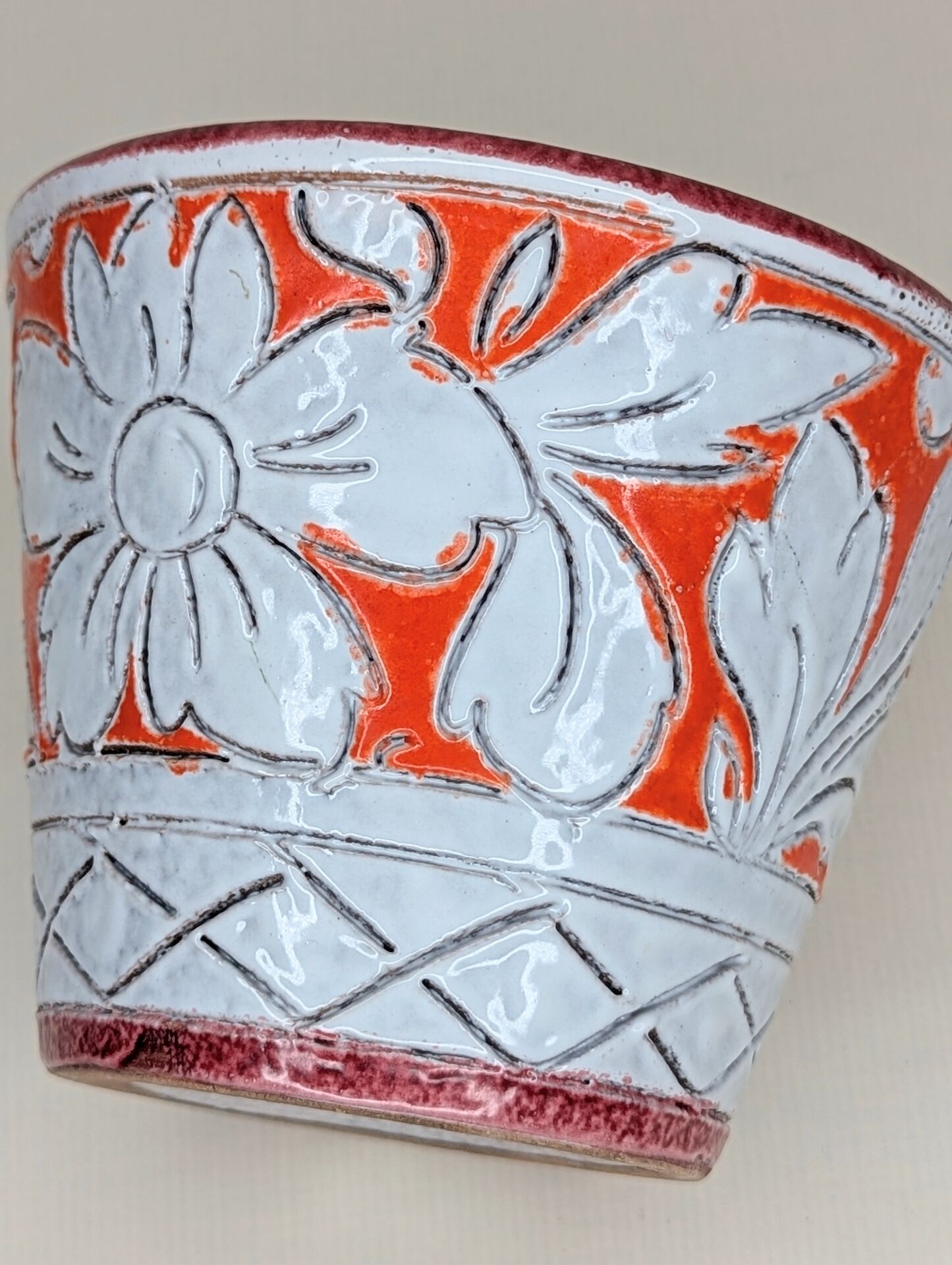 Vintage Fratellini Fanciullacci orange cache-pot