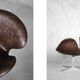 Brown leather Swan chair by Arne Jacobsen, mid-century Danish modernity.