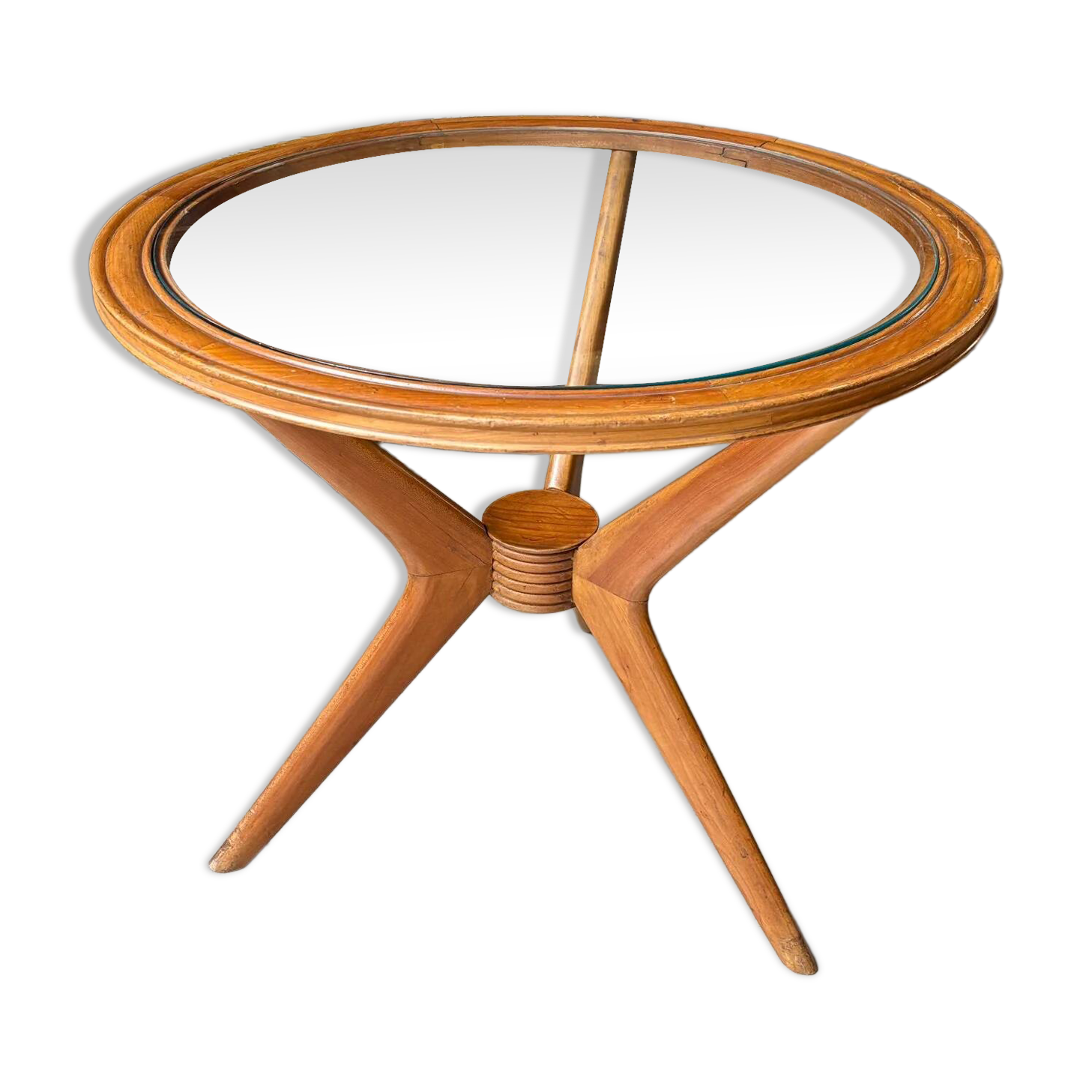 Table basse, d'appoint en bois et verre ⌀ 61 cm