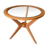 Coffee table, side table in wood and glass ⌀ 61 cm