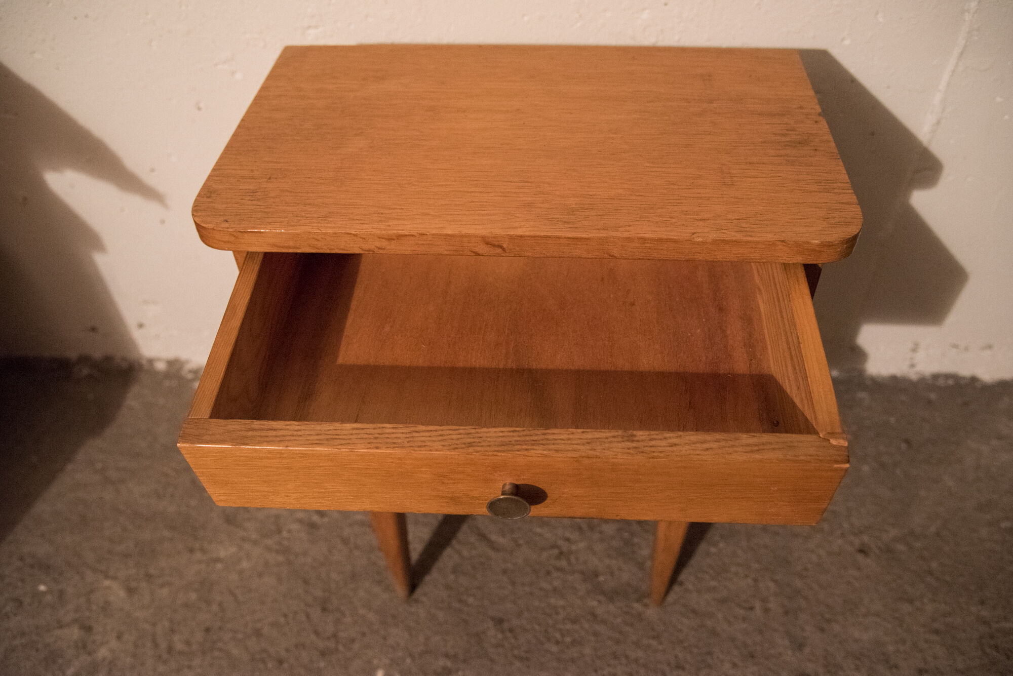 Vintage blond oak bedside