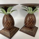 Pair of vintage bronze pineapple candlesticks