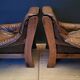 Pair of Vintage Brutalist armchairs from the 60s in leather and solid oak