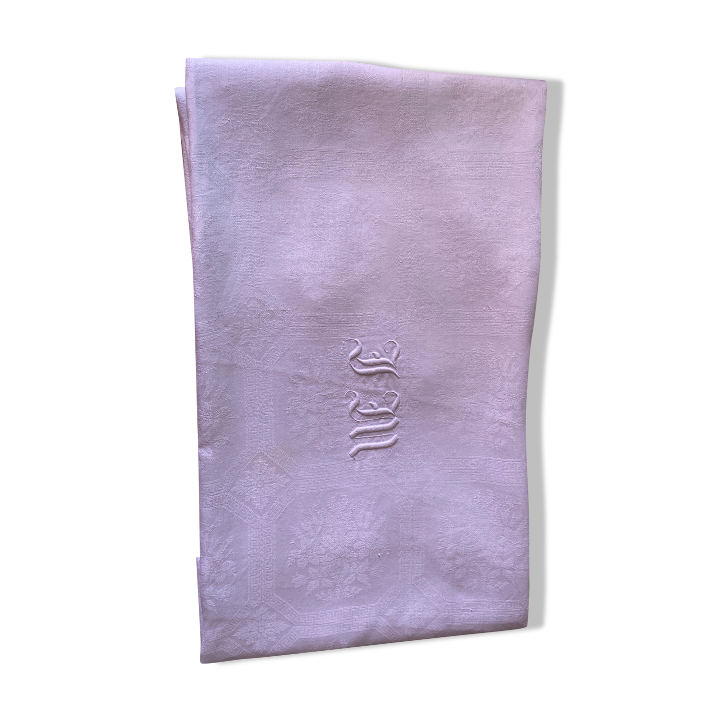 JM monoogram reception tablecloth