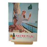 A beer paper advertisement Ancre Pils sailboat & woman from a period magazine