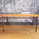 Slatted school bench