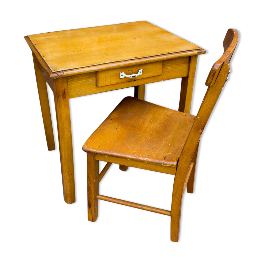 Bureau Enfant Vintage LI'L SCHOOLHOUSE - Bois/métal, Années 60/70, Style MCM Américain, Complet