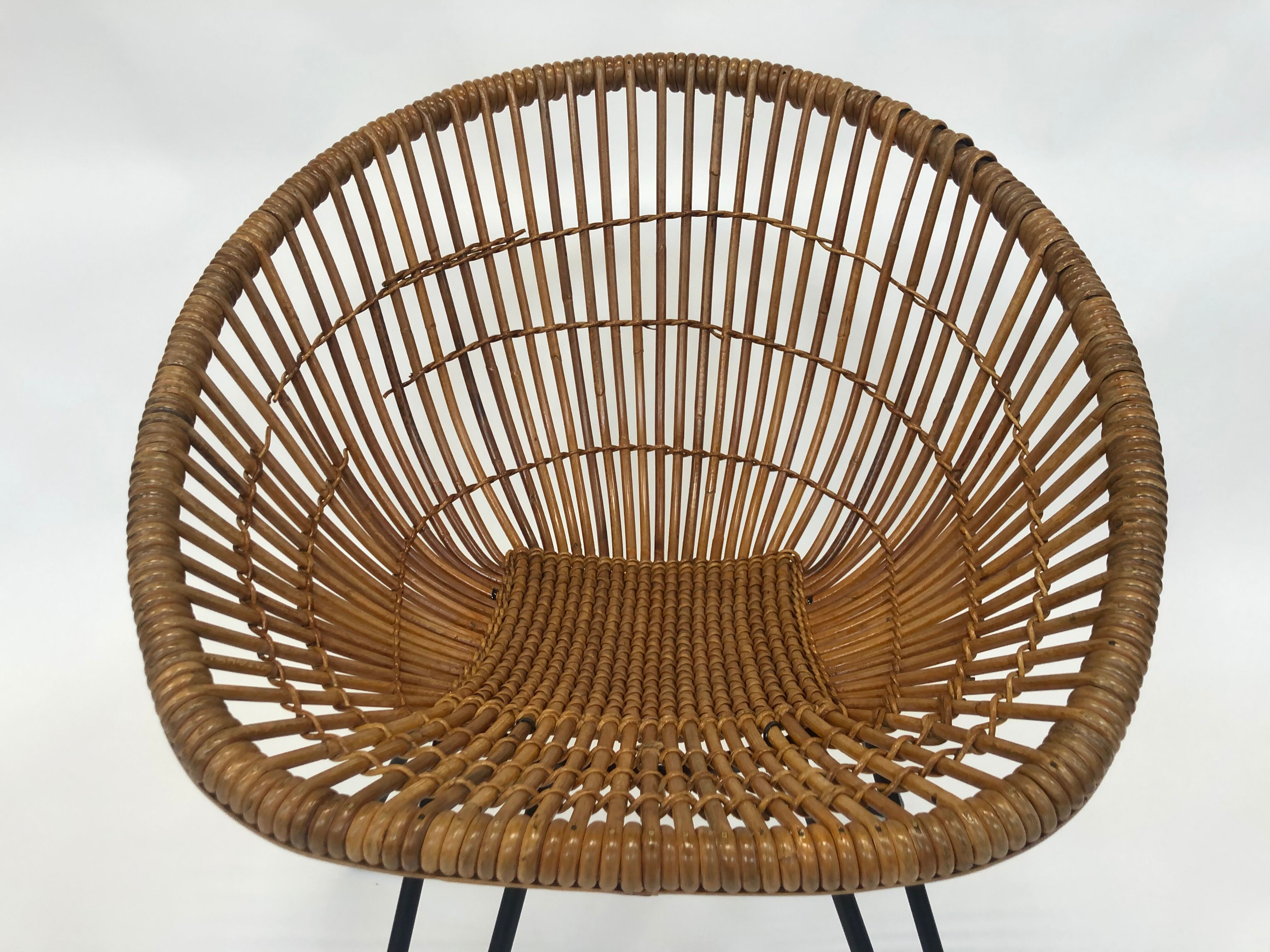 Rohe Noordwolde rattan armchair, 1960, Netherlands
