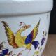 Saladier vintage faïence blanche oiseau exotique style Moustiers