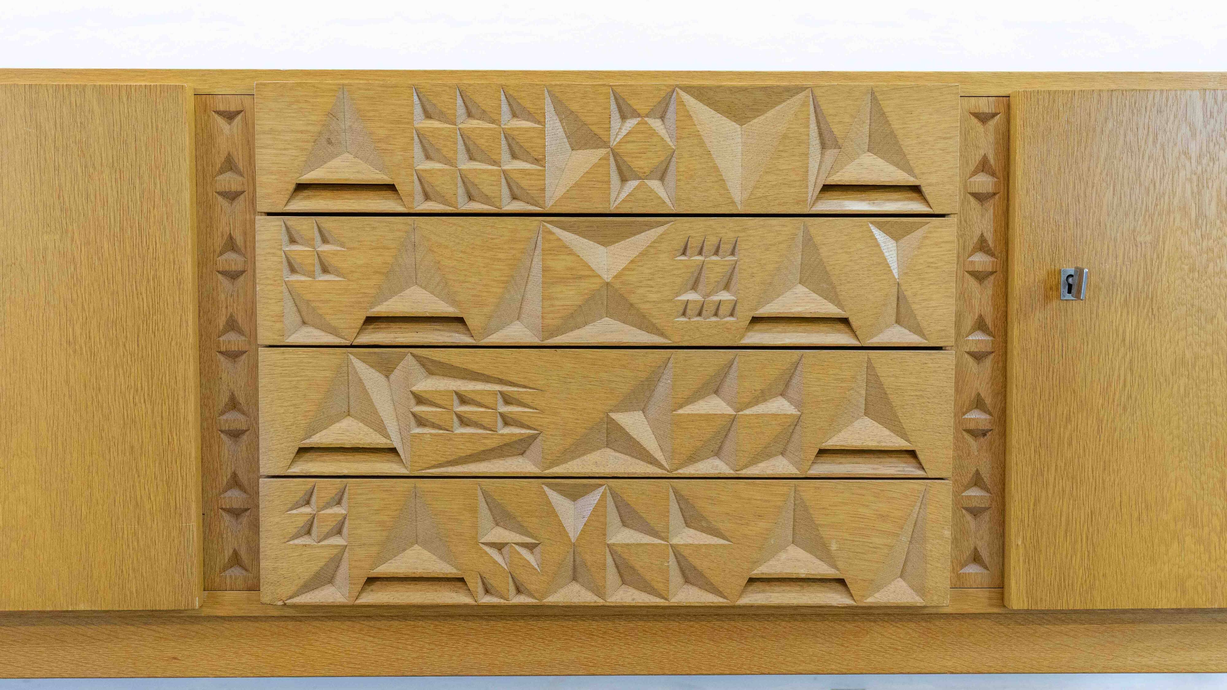 Mid-century brutalist oak sideboard