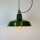 Industrial French Green Enamel Factory Lamp, 1960s
