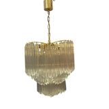 Italian Brass and Murano Glass Quadrilobi Chandelier by Venini, 1970s
