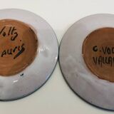 Two coffee or tea cups with their saucer Charles Voltz Vallauris 50s